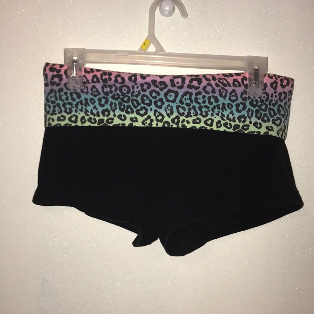 Rainbow cheetah yoga shorts